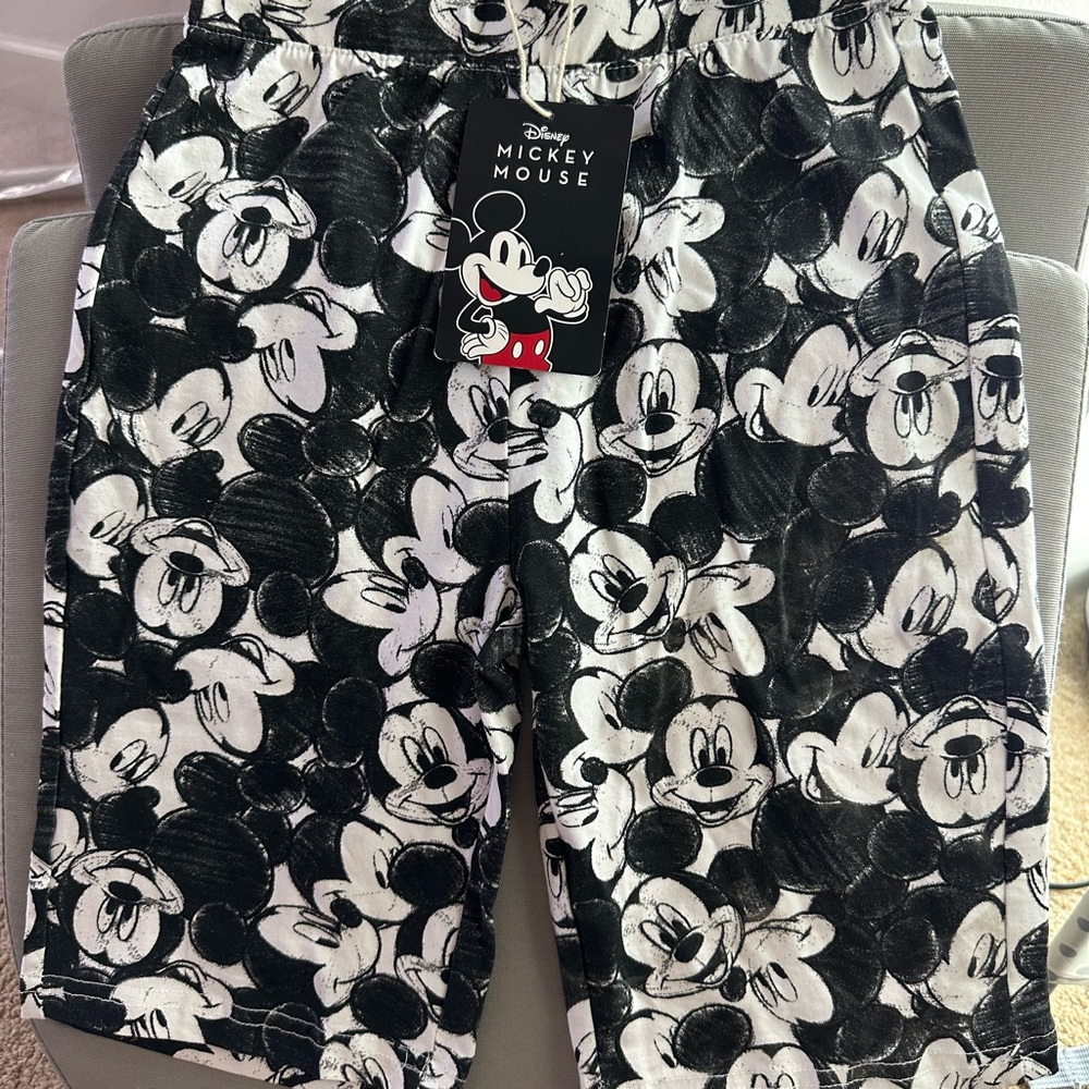 Disney Mickey Mouse Cotton Bike Shorts Ladies XS Black & White